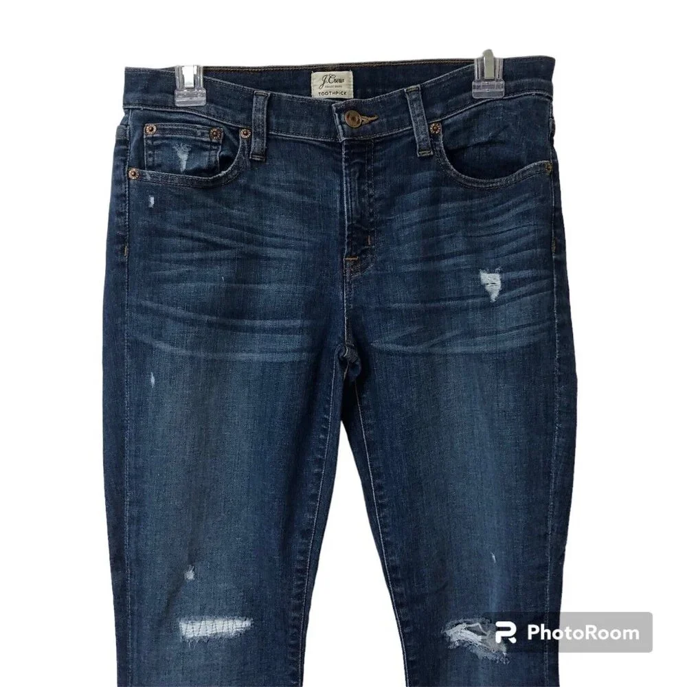 J. Crew Women's 9" High Rise Toothpick Jean Size 29 Skinny Stretch Durable - Picture 4 of 10